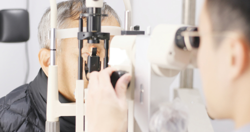 A patient having their eyes examined